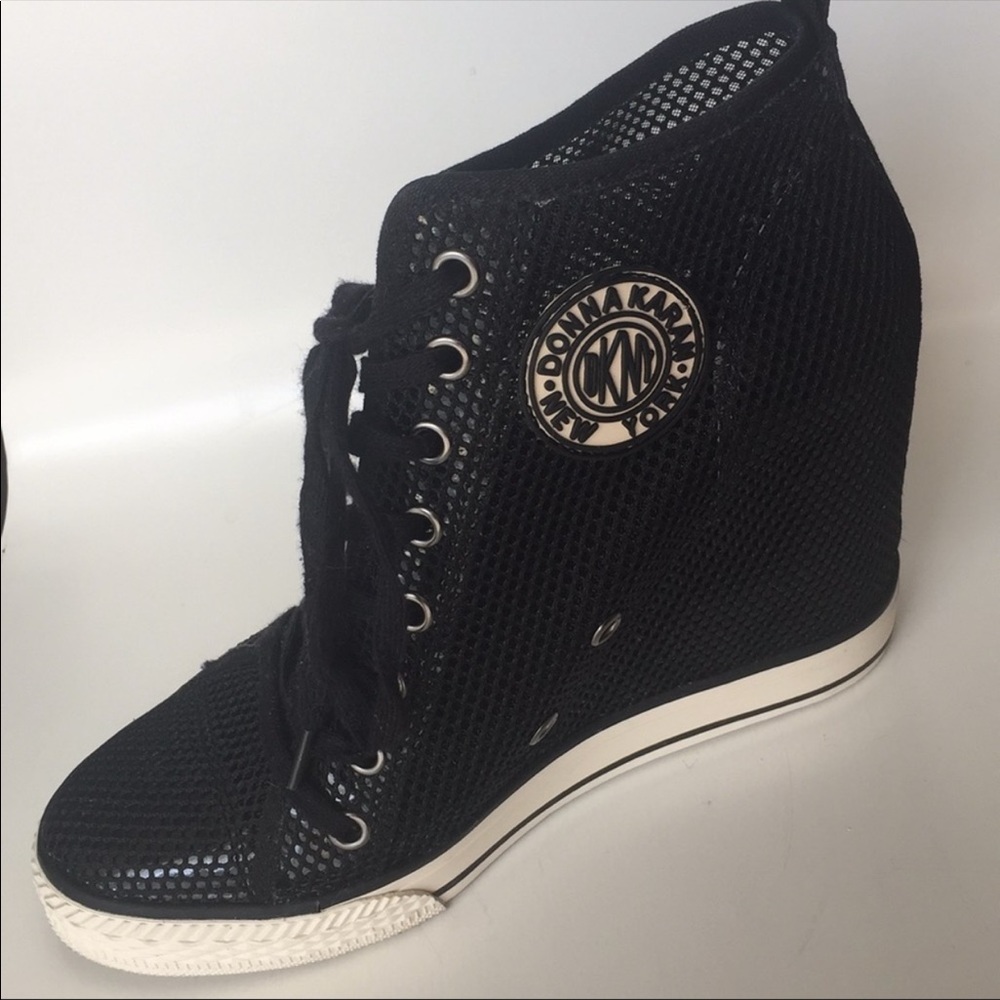 DKNY Black Wedge Sneakers 7.5